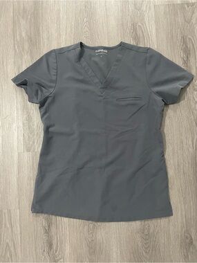 Mandala Women’s V-Neck Scrub Top in Charcoal